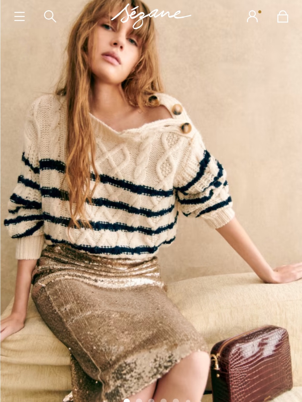 Sezane James Jumper in Ecru/Navy - Picture 9 of 10